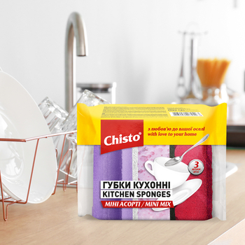 Губки кухонні Chisto Міні Асорті, 3 шт. (GKR3.114A) - Pampik - 3