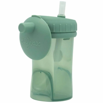 Чашка непроливайка із силіконовою соломинкою Difrax Non-Spill зелена (1010 Sage) - Pampik