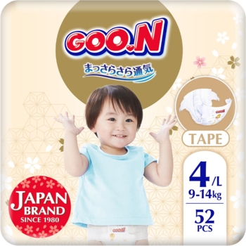 Підгузки на липучках Goo.N Premium Soft розмір 4/L (9-14 кг), 52 шт. - Pampik