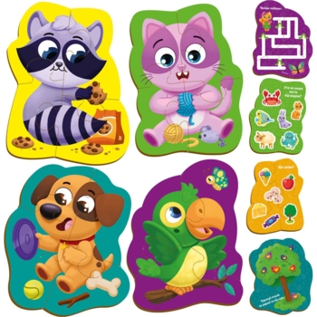 Пазли картонні з грою Vladi Toys Малюк зможе Хатні улюбленці, 15 елементів (VT1722-25) - Pampik - 2