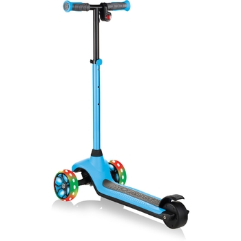 Электросамокат Globber E-Motion 4, 3-колесный с подсветкой, до 50 кг, голубой (755-101) - Pampik - 3