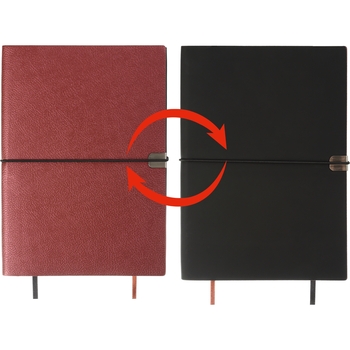 Блокнот деловой Buromax Duet А5 192 л. в клеточку+в линейку обложка искусственная кожа бордовый (BM.295626-13) - Pampik