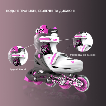 Роликовые коньки Neon Combo размер 34-37 серо-розовые (NT31P4) - Pampik - 9