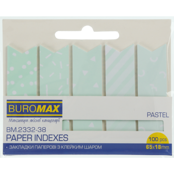 Закладки бумажные Pastel с клейким слоем 65x18 мм 100 листов мятные (BM.2332-38) - Pampik