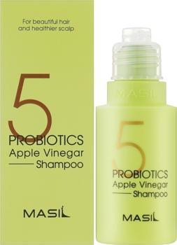 М'який бессульфатний шампунь з проботіками і яблучним оцтом Masil 5 Probiotics Apple Vinegar Shampoo, 50 мл - Pampik - 2