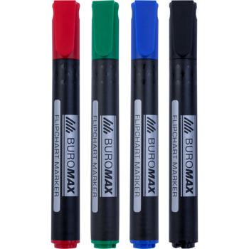 Набір маркерів Buromax для фліпчартів 4 шт. (BM.8810-94) - Pampik
