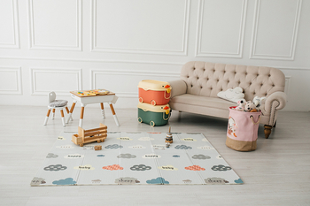 Дитячий килимок Poppet Літаюче слоненя та Ніжні хмаринки двосторонній складний 200х150x1 см (PP025-150H) - Pampik - 8