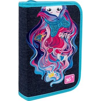 Пенал Yes Caramel Girl HP-04 твердый, одинарный с двумя клапанами, синий (533588) - Pampik