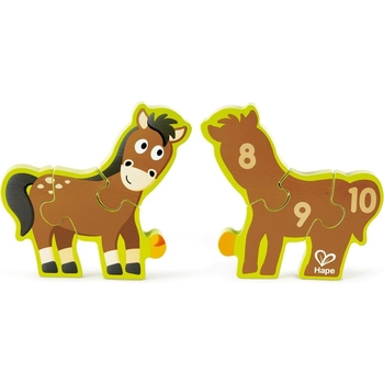 Деревянный пазл с цифрами Hape Зверята на ферме 10 элементов (E1628) - Pampik - 4