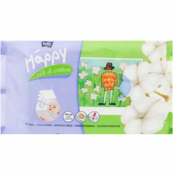 Вологі серветки Bella Baby Happy Silk & Cotton, 64 шт. - Pampik