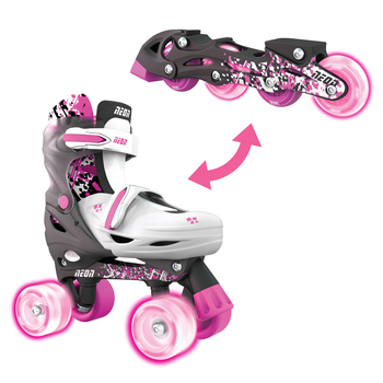 Роликовые коньки Neon Combo размер 34-37 серо-розовые (NT31P4) - Pampik