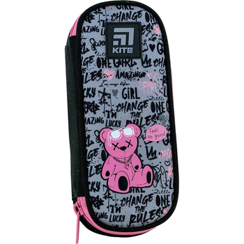 Пенал мягкий Kite Lucky Girl 22x8.5x4.5 см серо-черный (K24-599-1) - Pampik