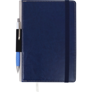 Блокнот деловой Buromax Logo2U Code А5 96 л. в клеточку обложка искусственная кожа темно-синий (BM.295106-03) - Pampik