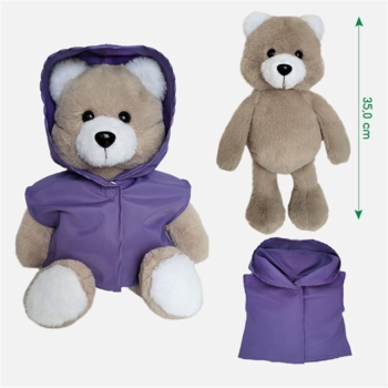 Іграшка м'яка Масік Ведмедик пухнастий у фіолетовому плащі, 35 см (МС 080501-04) - Pampik - 2