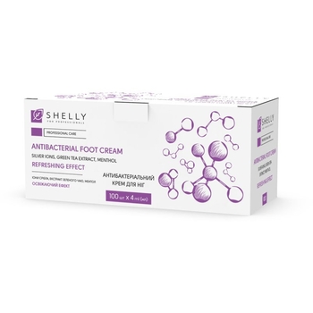 Крем для ніг Shelly антибактеріальний з іонами срібла, екстрактом зеленого чаю і ментолом, 400 мл (4 мл по 100 шт.) - Pampik - 3