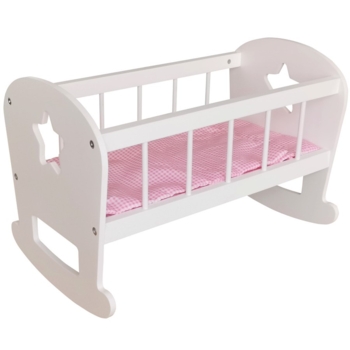 Дерев'яна колиска для ляльки FreeON біла - Pampik