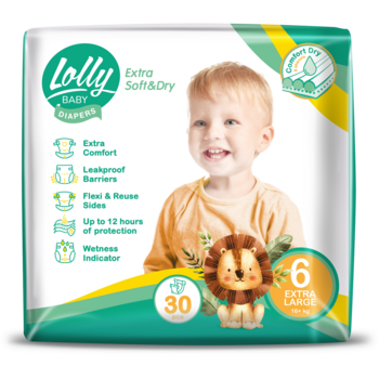 Підгузки на липучках Lolly Soft 6 (16 кг), 30 шт. - Pampik