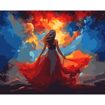 Картина по номерам Santi Девушка в красном 40х50 см - Pampik