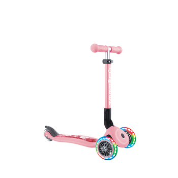 Самокат Globber Junior Foldable Lights, до 50 кг, 2+ лет, пастельно-розовый с цветами (433-210) - Pampik - 5
