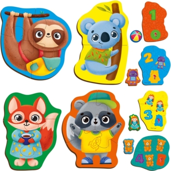 Пазлы картонные с игрой Vladi Toys Малыш сможет Животные Игрушки, 12 элементов (VT1722-27) - Pampik - 3