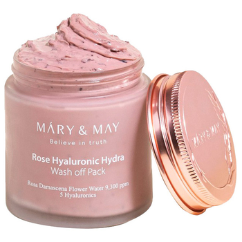 Зволожувальна глиняна маска Mary&May Rose Hyaluronic Hydra Wash off Pack 125 г (BT19972) - Pampik - 2