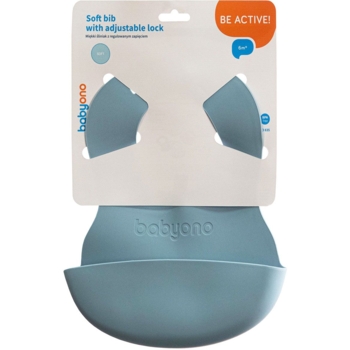 Нагрудник BabyOno м'який з регульованою застібкою, блакитний, 32x23 см (835/02) - Pampik - 2