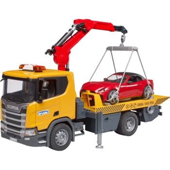 Ігровий набір Bruder Евакуатор Scania Super 560R з краном-маніпулятором та автомобіль Roadster Bruder 1:16 (03552) - Pampik