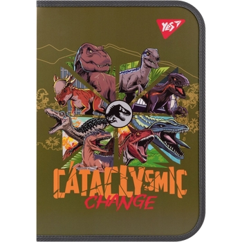 Папка факультативная Yes Jurassic World А4 пластиковая, на молнии, с внутренним карманом (492224) - Pampik