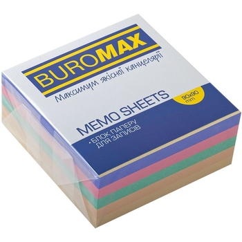 Блок бумаги для заметок Buromax Декор непроклеенный 90х90х40 мм разноцветный (BM.2285) - Pampik