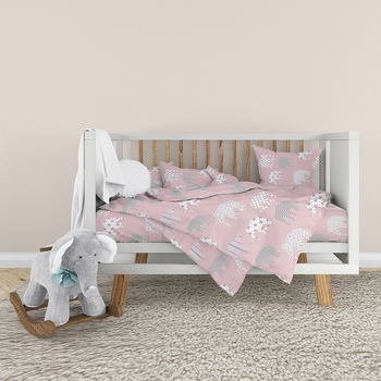 Комплект постельного белья детский Home Line Слоны бязь розовый (181495) - Pampik