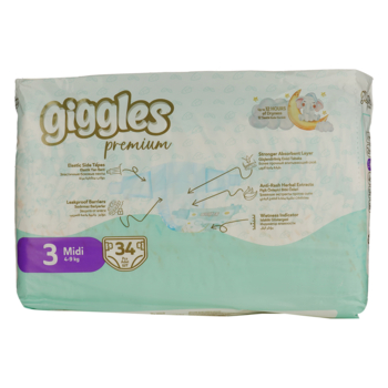 Підгузки на липучках Giggles Premium 3 (4-9 кг), 34 шт. - Pampik - 2