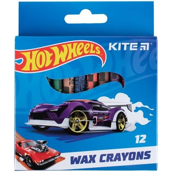 Мел восковой Kite Hot Wheels 12 шт. (HW24-070) - Pampik