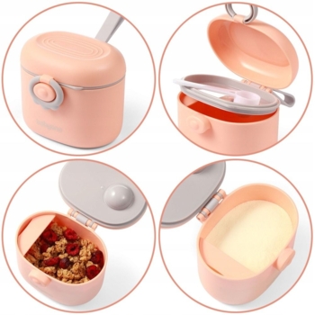 Портативный контейнер для сухой смеси BabyOno, с герметичной крышкой и ложечкой, 240 мл - Pampik - 5