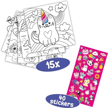 Книжка-розмальовка Ses Creative Єдиноріжка 15 сторінок 40 наліпок з блискітками (00111S) - Pampik - 2