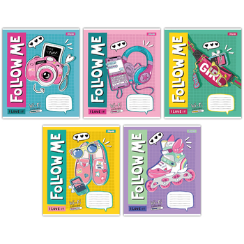 Набір зошитів 1 Вересня Follow me А5 в клітинку 12 аркушів 25 шт. (767187) - Pampik