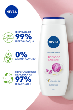 Гель-догляд для душу NIVEA Діамант та арганова олія, 500 мл - Pampik - 7