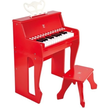 Дитяче піаніно Hape 25 клавіш зі стільцем і підсвіткою червоне (E0630) - Pampik