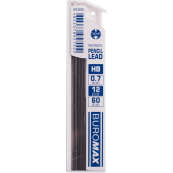 Стрижні для механічних олівців Buromax НВ 0.7 мм 12 шт. (BM.8698) - Pampik
