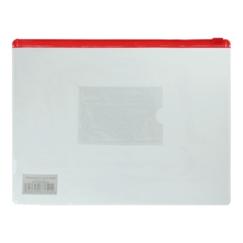 Папка-конверт на молнии Buromax А5 zip-lock, глянцевый прозрачный пластик, красный (BM.3947-05) - Pampik