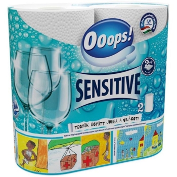 Паперові рушники Ooops! Sensitive двошарові, 50 відривів, 2 рулони - Pampik