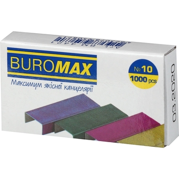 Скоби для степлерів Buromax кольорові №10 1000 шт. (BM.4421) - Pampik