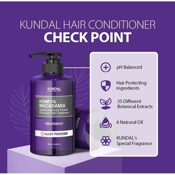 Кондиционер для волос Kundal Honey & Macadamia Protein Treatment Baby Powder с ароматом детской присыпки 500 мл - Pampik - 4
