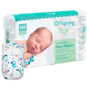 Підгузки на липучках Offspring Pat the Parrot 1 (до 4 кг), 56 шт. - Pampik