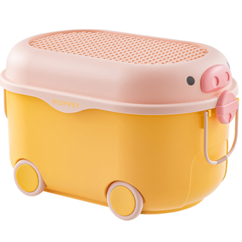 Багатофункціональний ящик для зберігання іграшок Poppet Свинка Йеллоу на колесах, великий (PP-002Y-L) - Pampik
