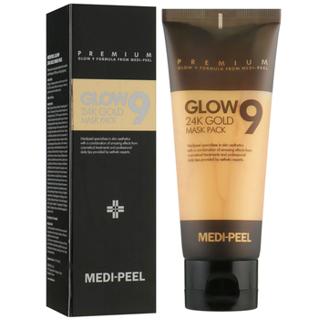 Маска-пленка для лица Medi-Peel Glow 9 24K Gold Mask Pack с золотом и пептидами 100 мл - Pampik