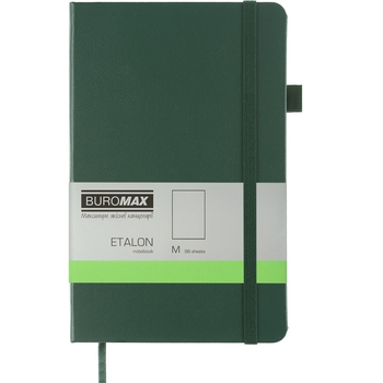 Книга записная Buromax Etalon без линовки 195х125 мм зеленая 96 листов (BM.291060-04) - Pampik