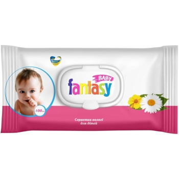 Серветки вологі Fantasy для дітей з екстрактом ромашки, календули та Д-пантенолом, 100 шт. - Pampik