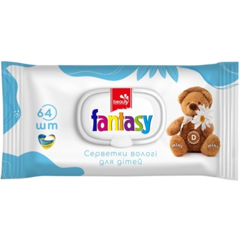 Серветки вологі Fantasy Mini з ромашкою та Д-пантенолом, 64 шт. - Pampik
