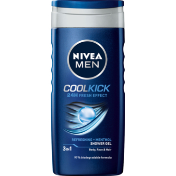 Гель для душу Nivea Men Cool Kick з ментолом, 250 мл - Pampik
