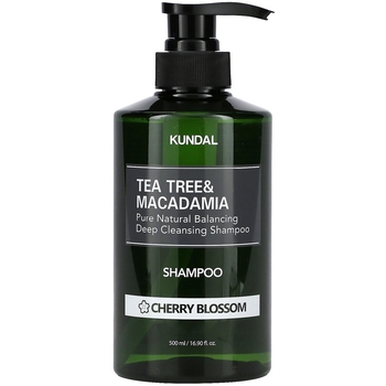 Шампунь для волосся Kundal Tea Tree & Macadamia Deep Cleansing Shampoo Cherry Blossom проти лупи з ароматом вишневого цвіту натуральний 500 мл - Pampik